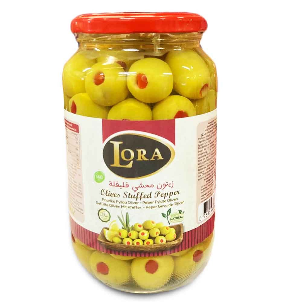 3f421e6d-4e92-45d6-b52a-77b46d45975a.jpeg LORA GRÖNA OLIVER FYLLDA MED PAPRIKA 12X1050G - Bild 1